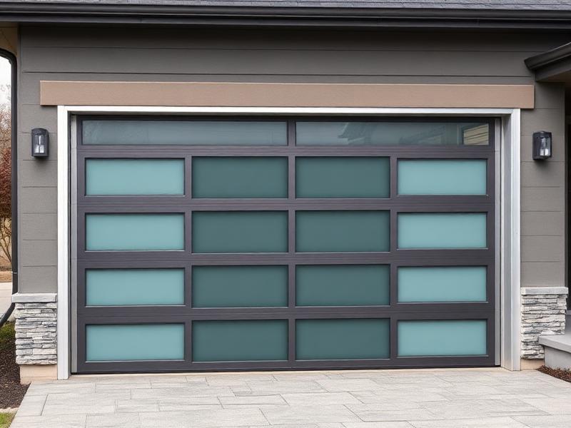 Modern aluminum and glass garage door installation by Steubenville Garage Doors